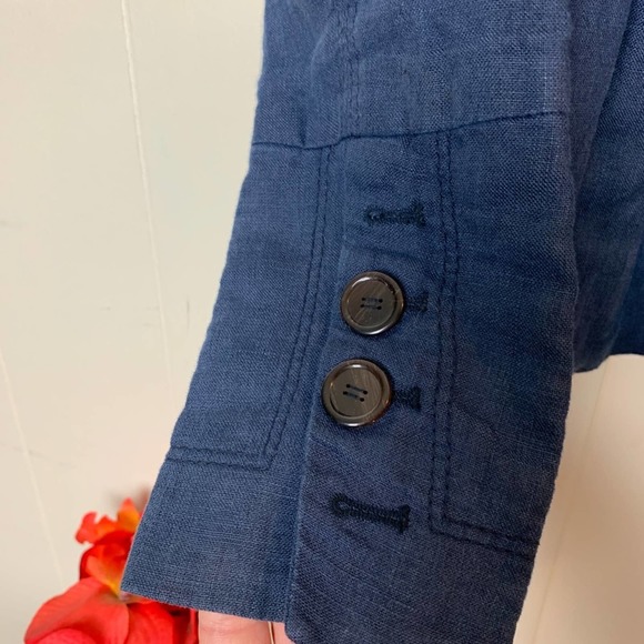 Zara Woman Navy Linen Ruffle Cropped Jacket Women’s Size XS/S - Picture 5 of 8